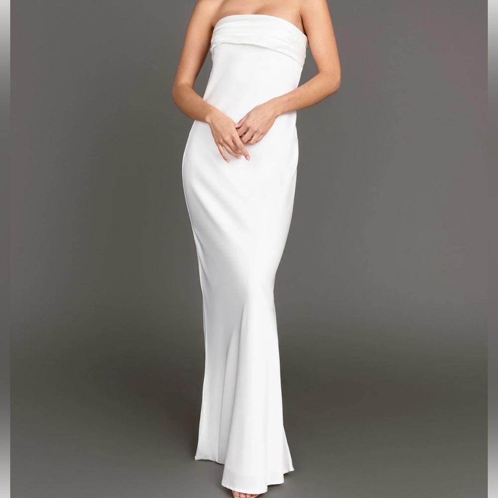 NWT NY&Company Lena Strapless Cowl Back Maxi Dress - White